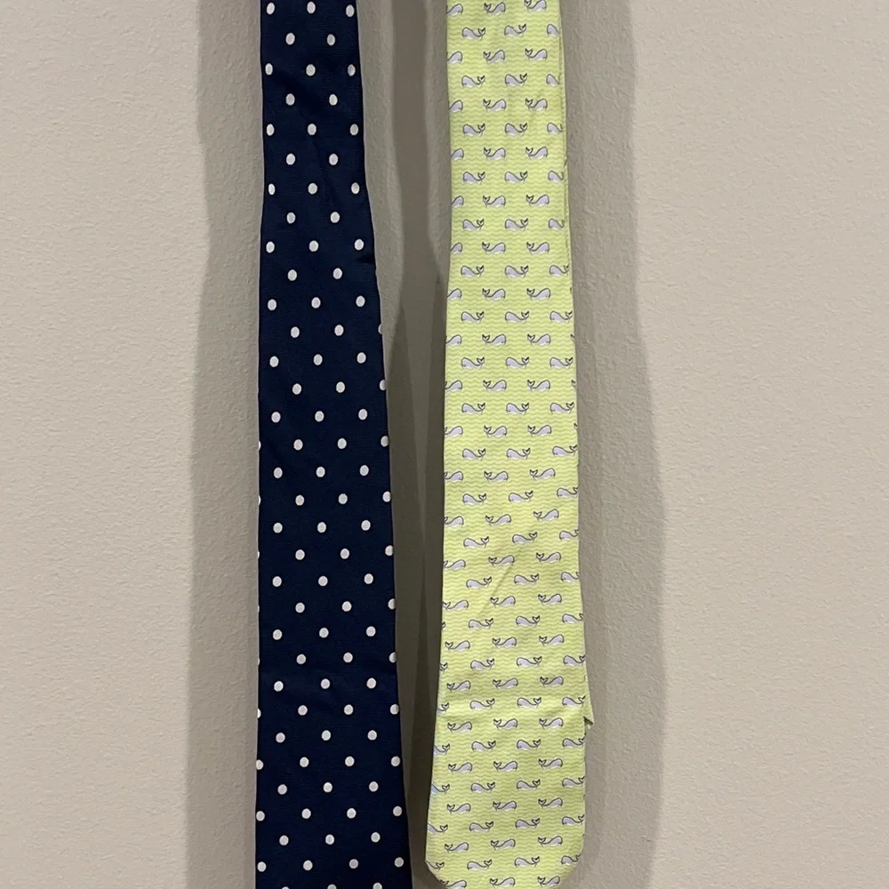 Tommy Hilfiger Neck Ties Mens Silk Green Whale Blue Polka Dot School  Lot of 2
